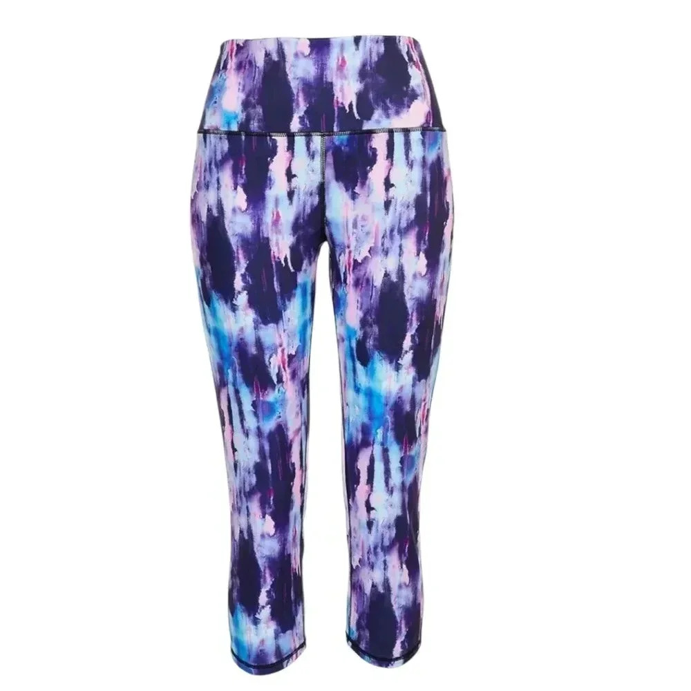 Brisas Yoga Pants / Leggings Painted Internal Waist Pocket Purple Multi SZ Mediu